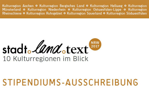 "stadt.land.text. NRW 2017" Ausschnitt aus Plakat zur Stipendiums-Ausschreibung (Foto: OBK)