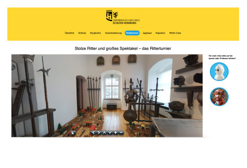 Ein Panoramablick in die Rüstkammer von Schloss Homburg ist durch das neue Online-Angebot jederzeit möglich. (Grafik/Foto: Oliver Kolken/ Museum und Forum Schloss Homburg)