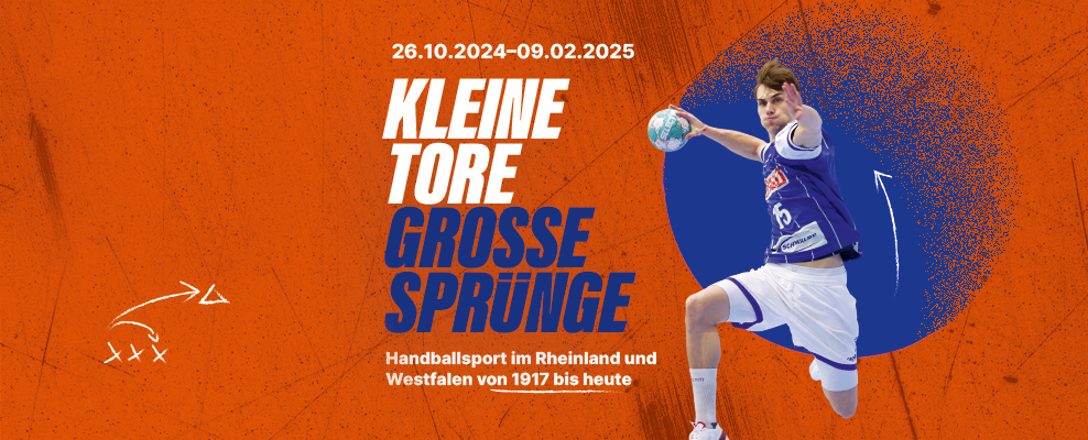 Plakatmotiv zur Ausstellung Kleine Tore, große Sprünge  Der Handballsport im Rheinland und Westfalen von 1917 bis heute